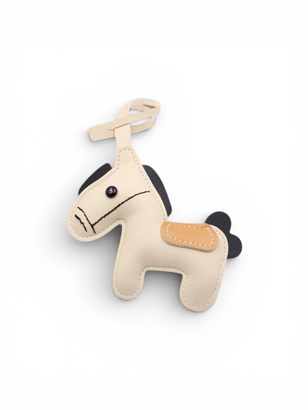 White Horse Bag Charm with Tan Saddle NWOT